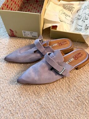 A.S.98 Lavender Suede Pointed Buckle Mules Size 40 New